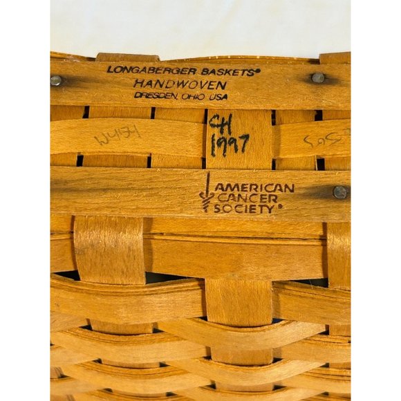 Vintage Longaberger Dresden Basket Swing Handle Small American Cancer Society - Picture 8 of 9